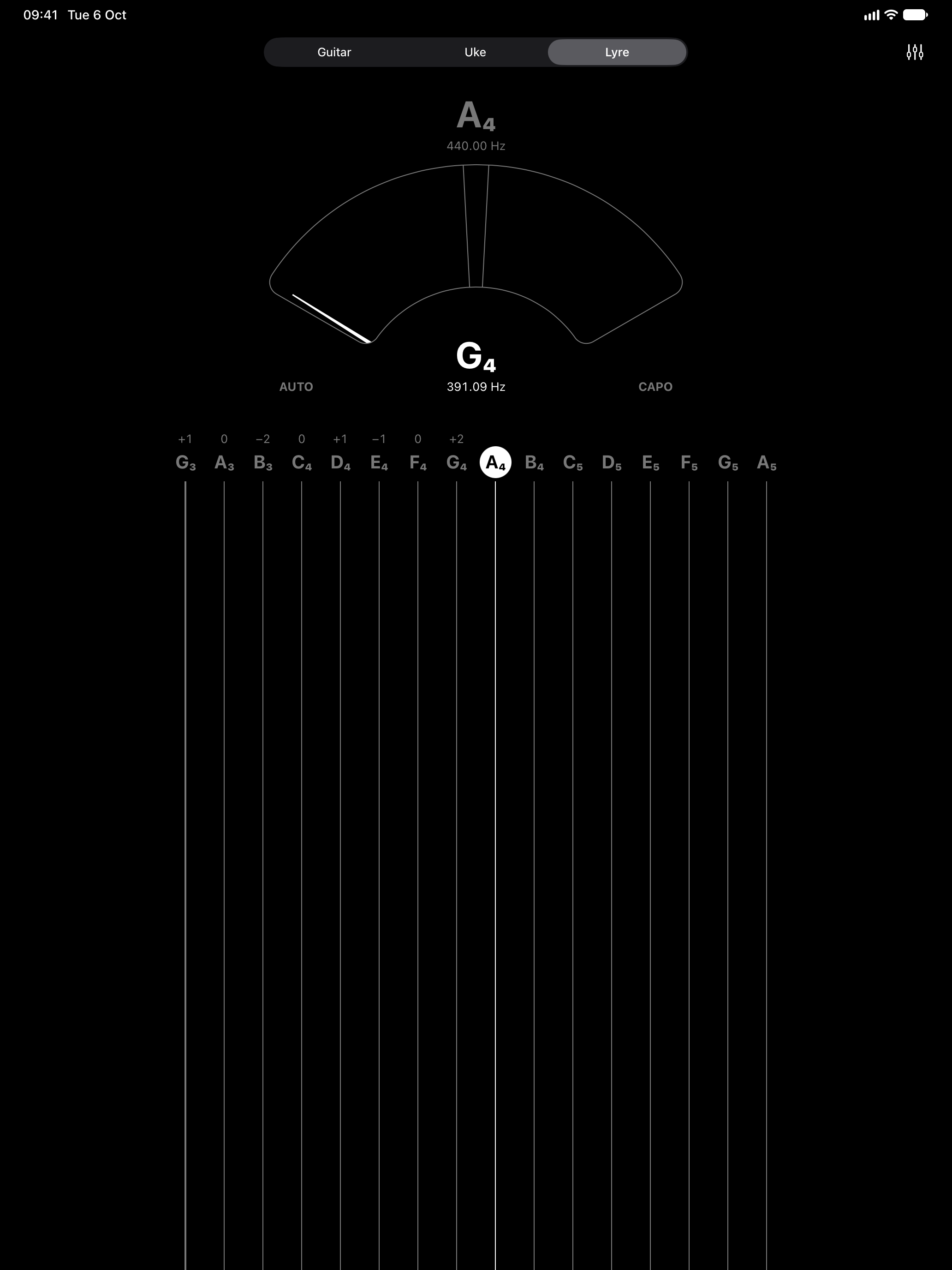 A 16-string lyre, one string locked